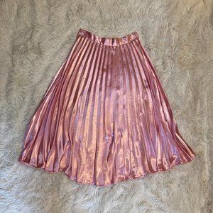 Pink Pleated Work Skirt